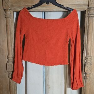 Women's Off-Shoulder Orange Crop Top Size Medium
